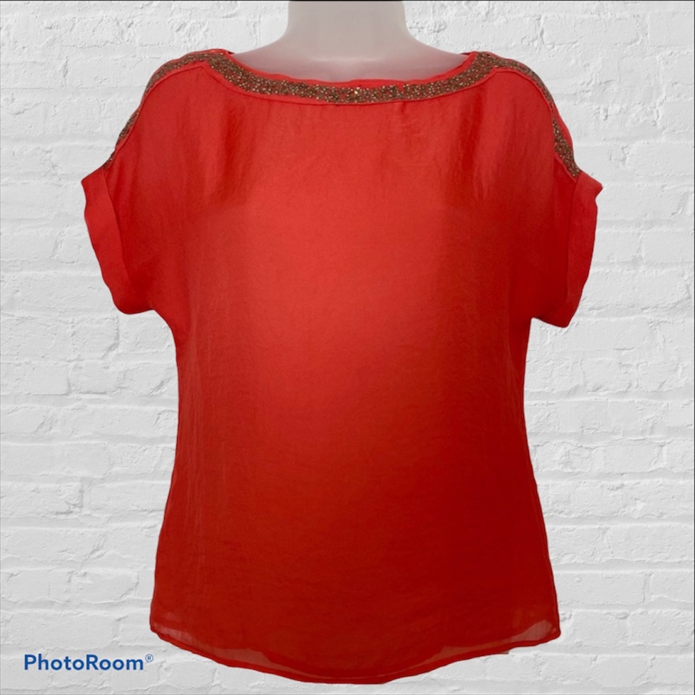 LOFT Sequined Boatneck Blouse